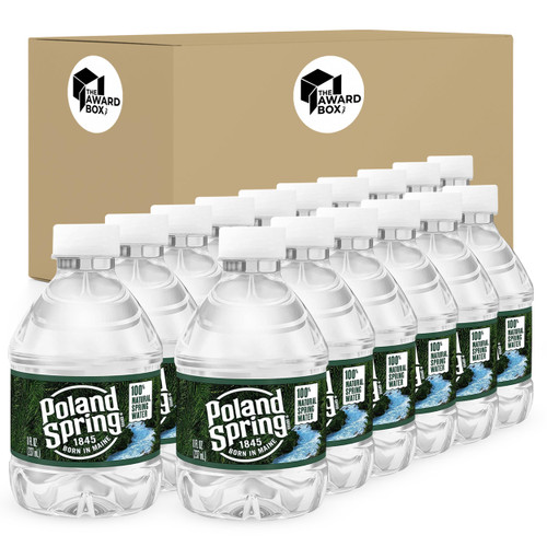 Poland Spring Mini Water Bottles | 8 oz Bottled Water | Pack of 16 | in The Award Box