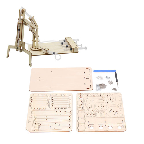 Robot Arm, Robot Arm, Robot Arm Model, Wooden Hydraulic Mechanical Jaws DIY Excavator Starter Kit STEM Science Educational Building Toy, Science Kits