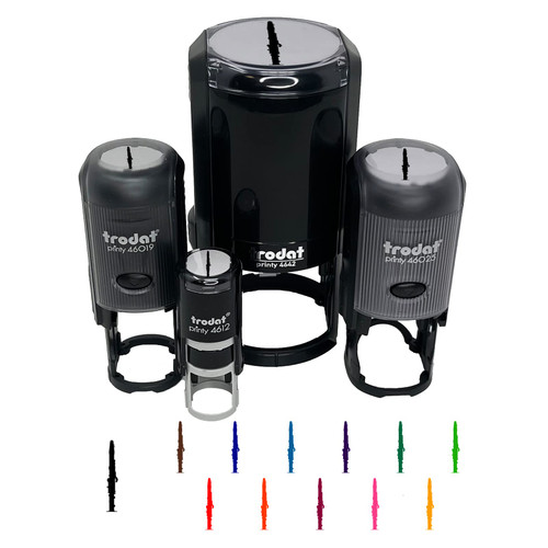 Clarinet Music Instrument Silhouette Self-Inking Rubber Stamp Ink Stamper for Stamping Crafting Planners - 1/2 Inch Mini - Lime Green Ink