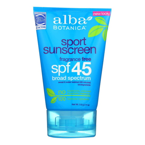 Alba Botanica - Very Emollient Natural Protection Sport Sunblock 45 SPF - 4 oz. Alba Botanica - Very Emollient Natural Protection Sport Sunblock 45 SPF - 4 oz.
