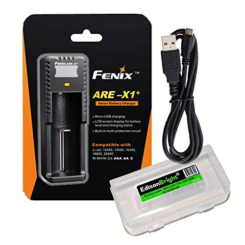 Fenix ARE-X1+ Plus USB powered smart battery charger with EdisonBright BBX3 battery carry case Fenix ARE-X1+ Plus USB powered smart battery charger with EdisonBright BBX3 battery carry case