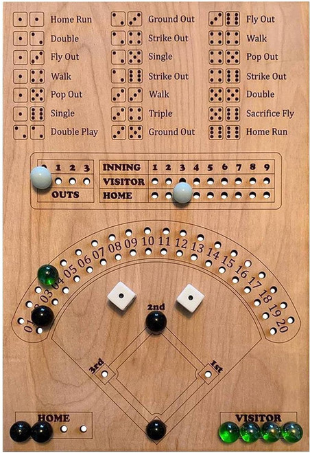 Baseball Dice Board Game Wood, Wooden Baseball Board Game with Dice Marbles for Kids Adults, Fun Double Battle Table Game Baseball Dice Board Game Wood, Wooden Baseball Board Game with Dice Marbles for Kids Adults, Fun Double Battle Table Game