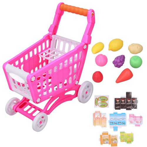 OKJHFD Shopping Trolley,Shopping Cart,Kids Shopping Cart Set,Shopping Cart Kids Shopping Cart Mini Shopping Cart Educational Toy for Kids Play House Toys, for Learning and Development (Pink)