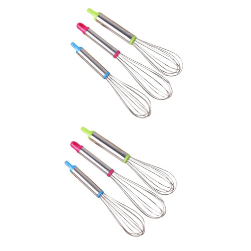 TOVINANNA 6 Pcs Stainless Steel Whisk Metallic Balloons Manual Blender Wire Whisk Manual Egg Whisk Kitchen Egg Beater Egg Beater Blender Manual Egg Beater Baking Tools Mix