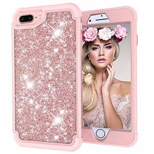 iPhone 8 Plus/7 Plus/6S Plus/6 Plus Case, Dooge Luxury Glitter Bling 3in1 Heavy Duty Hybrid Armor Defender Full-Body Rugged Impact Shockproof Protective Case for iPhone 8 Plus/7 Plus/6S Plus/6 Plus