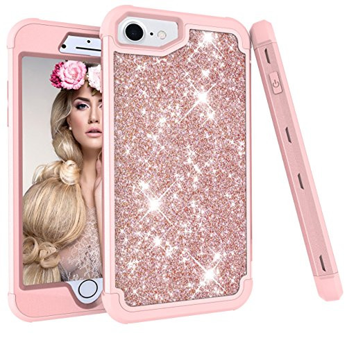 iPhone 8 Case,iPhone 7 Case,iPhone 6S/6 Case, Dooge Luxury Glitter Sparkle Bling 3in1 Heavy Duty Hybrid Armor Defender Full-body Rugged High Impact Shockproof Protective Case for iPhone 6/6S/7/8 4.7"