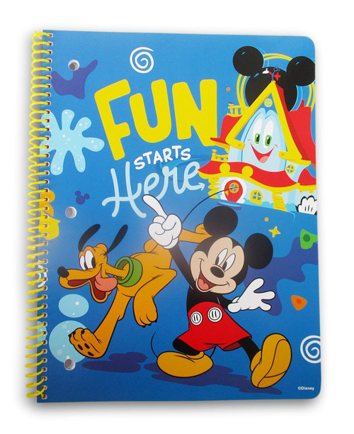 Spiral Bound Mickey Notebook 50 Sheet Wide Ruled 8 x 10.5 Inches
