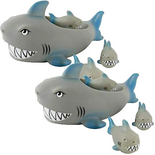 Playmaker Toys Rubber Shark Family Bathtub Pals - Floating Bath Tub Toy (Pack of 2)