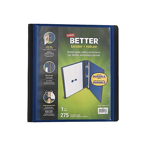 Staples Better 1-Inch D 3-Ring View Binder, Blue