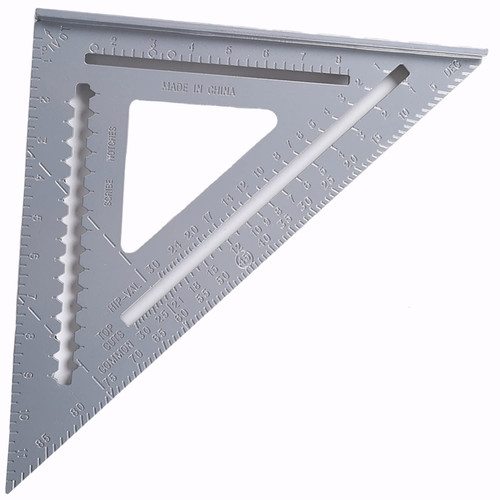 Auniwaig Triangle Angle Ruler 12 inch Gray Aluminum Alloy Protractor Trammel Woodworking Measuring Layout Tool Angle Protractor for Carpenter Engineer 1pcs
