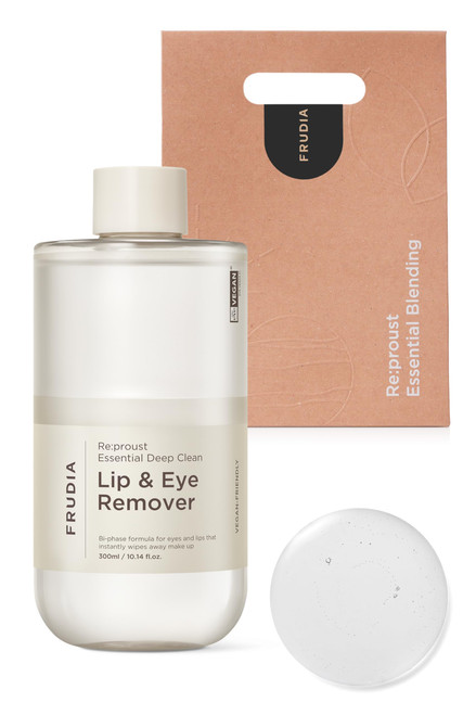 FRUDIA WELCOS Re:proust Essential Deep Clean Lip & Eye Remover | Bi Phase Vegan Lip & Eye Makeup Remover | Mascara Lipstick Remover | Korean Makeup Remover | Organic Gentle Makeup Remover 10.14 fl oz