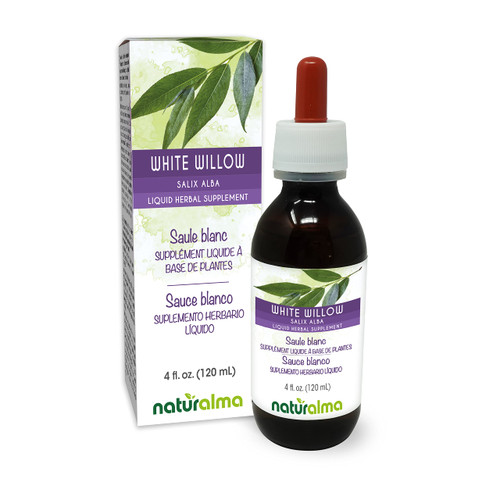 White Willow (Salix alba) bark Alcohol-Free Tincture Naturalma | 4 fl oz Liquid Extract in Drops | Herbal Supplement | Vegan | Product of Italy