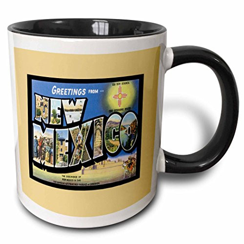 3dRose 170357_4 Greetings From New Mexico Scenic Postcard Reproduction Two Tone Mug, 11oz, Black 3dRose 170357_4 Greetings From New Mexico Scenic Postcard Reproduction Two Tone Mug, 11oz, Black