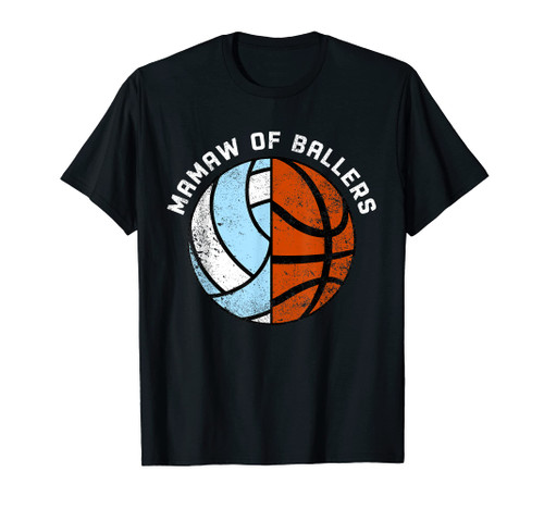 Mamaw Of Ballers Funny Volleyball Basketball Grandma Mamaw T-Shirt