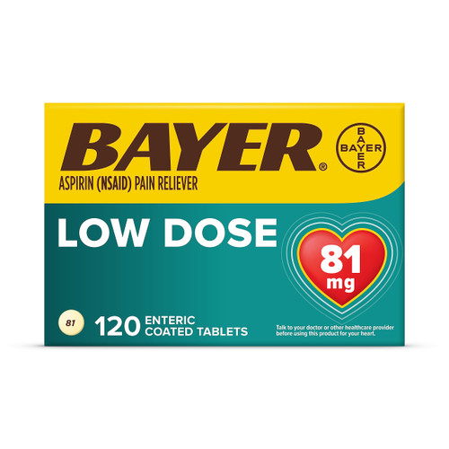 Bayer Aspirin Regimen , 81mg Enteric Coated Tablets, Pain Reliever/Fever Reducer, 120 Count
