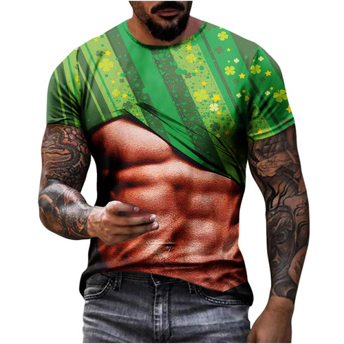 Cambkatl St. Patrick's Day Men's Funny Fake Muscle Shirts Short Sleeve Irish Shamrock T-Shirt Summer Clover Graphic Tees Tops Cambkatl St. Patrick's Day Men's Funny Fake Muscle Shirts Short Sleeve Irish Shamrock T-Shirt Summer Clover Graphic Tees Tops
