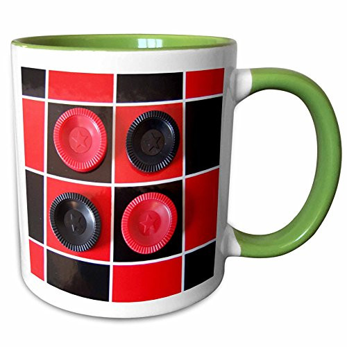 3dRose 11422_7 Checkers Anyone, Green Mug, 11 oz