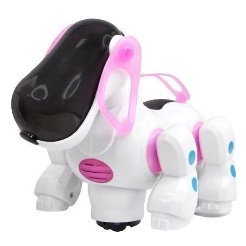 Pink Robot Dog, Runs Around, Barks, Flashing Lights, Music, Bumps and Turns