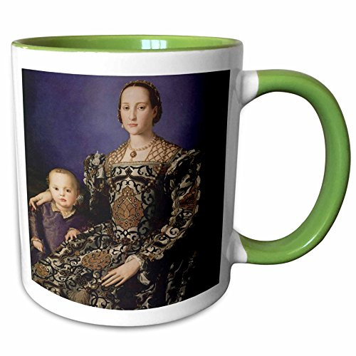3dRose 169632_7 Eleonora of Toledo with Giovanni de Medici by Agnolo Bronzino, Green Mug 11 oz