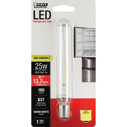 Feit Electric BPT61/2/SU/LED 25W Equivalent T6-1/2 Refrigerator Non-Dimmable LED Light Bulb, Warm White