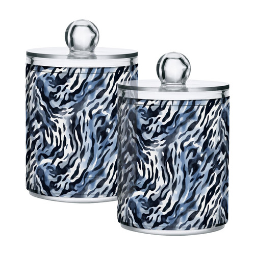 2 Pack Qtip Holder Dispenser with Lids, Leopard Print Plastic Storage Containers,Bathroom Canisters Organizer for Cotton Ball, Cotton Swab, Cotton Round Pads, Floss 21216753