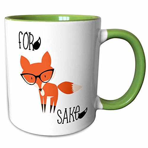 3dRose 270950_7 For For Fox Sake, Green Mug, 11 oz