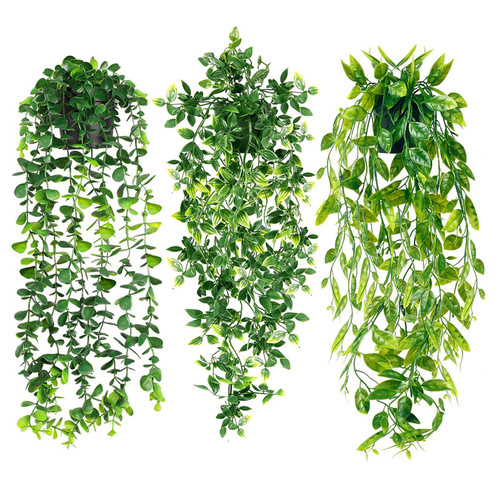 JHLAYKG Artificial Hanging Plants, 3 Pack Fake Hanging Plants Fake Potted Greenery Plants Faux Eucalyptus Vine?Mandala Vine,Pea Pod Leaves in Pot for Home Indoor Outdoor Shelf Wall Garden Decor JHLAYKG Artificial Hanging Plants, 3 Pack Fake Hanging Plants Fake Potted Greenery Plants Faux Eucalyptus Vine?Mandala Vine,Pea Pod Leaves in Pot for Home Indoor Outdoor Shelf Wall Garden Decor