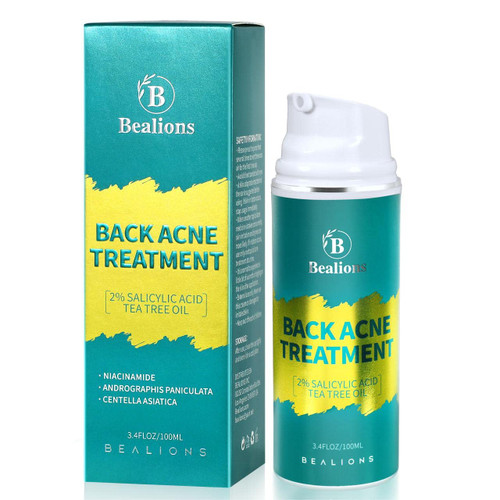 Bealions Back Acne Treatment, Butt Acne Clearing Treatment, Cystic Acne Treatment with 2% Salicylic Acid and Tea Tree oil, Hormonal Acne and For Arm, Buttm, Back, and body