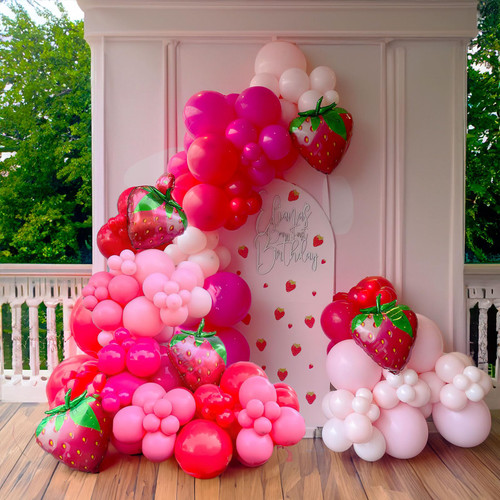 FROUFING Red and Pink Strawberry balloon garland kit 120pcs with large maylar Strawberry balloon for Berry first Sweet One baby girl fruit theme 1st Birthday Party Decorations FROUFING Red and Pink Strawberry balloon garland kit 120pcs with large maylar Strawberry balloon for Berry first Sweet One baby girl fruit theme 1st Birthday Party Decorations