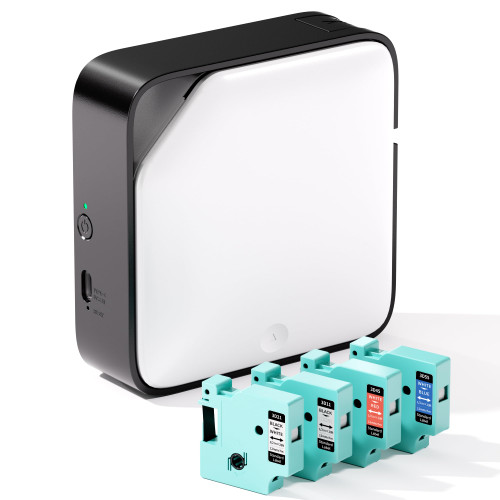 Vixic Label-Maker-Machine-with-Tape D1600 Portable Bluetooth-Label-Printer Wireless Labeler Label Maker Machine for Home & Office Organization, Mini Sticker Maker with Multiple Templates,White-Black