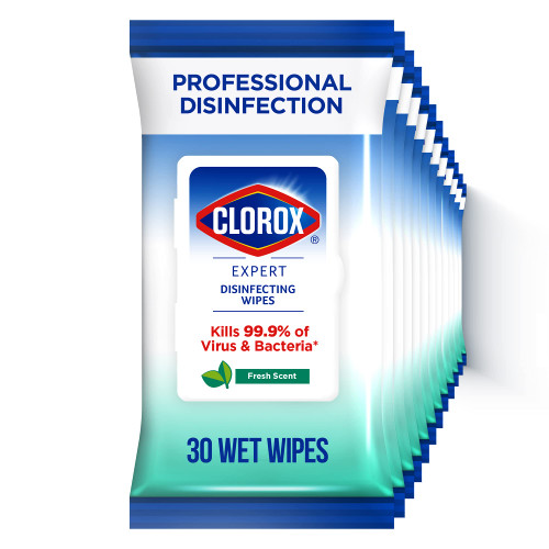 Clorox Expert Disinfecting Antibacterial Wipes, Fresh Scent, 30 Wipes x 12 Packs (Total 360 Wipes)