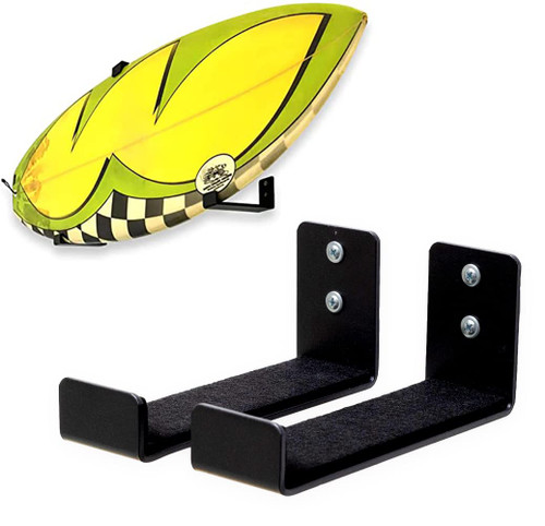 StoreYourBoard Naked Surf, The Original Minimalist Surfboard Wall Rack, Display Rack, Black Aluminum