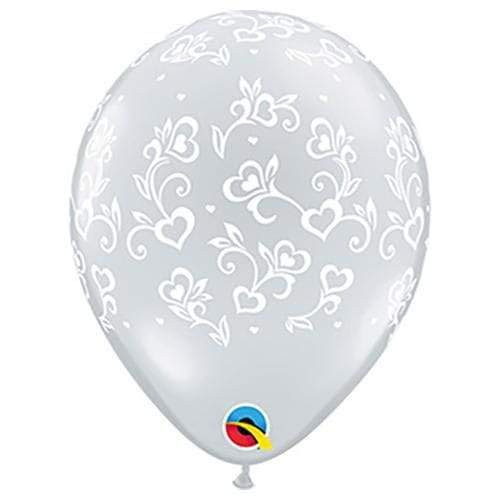 Qualatex Latex Balloons 42947-Q DAINTY HEARTS-A-ROUND - DIAMOND CLEAR, 11",