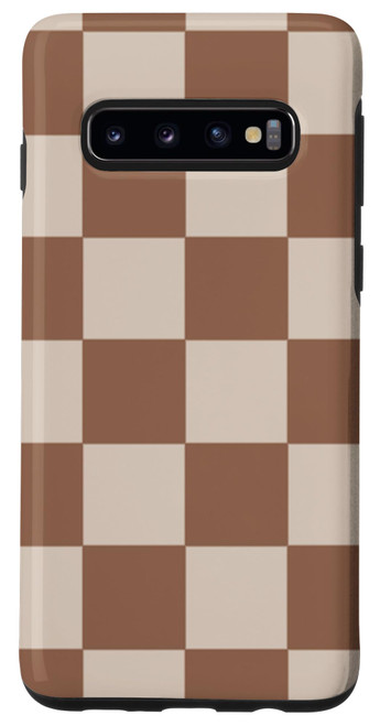 Galaxy S10 Brown Classic Checkered Big Checkerboard Pattern Case Case