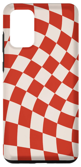 Galaxy S20+ Red And White Checkered Wavy Checkerboard Pattern Phone Case