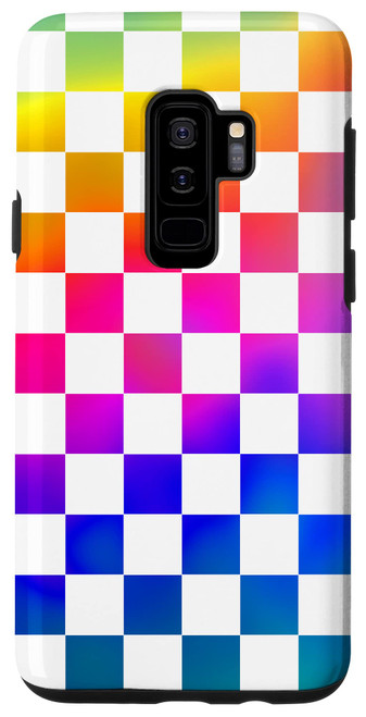 Galaxy S9+ Checkered Rainbow Checkerboard Pattern Style Case