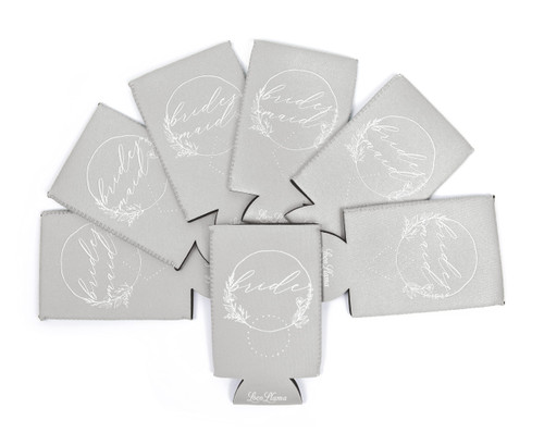 Loco Llama - Bride & Bridesmaid Slim Can Cooler Set (7) - Bridesmaid Proposal & Wedding Day Gifts - Bridal Shower Decorations - Bridal Party Favors - Bachelorette Party Supplies - Floral Champagne