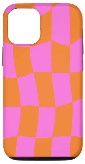 iPhone 13 Pro Checkered Checker Checkerboard Wavy Pink Orange For Lovers Case