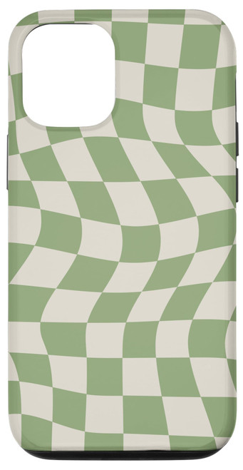 iPhone 15 Checkered Swirl Checkerboard Indie Aesthetic Lime Green Case
