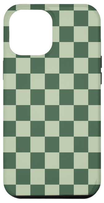 iPhone 15 Plus Sage Green Checkered Checkerboard Pattern Case