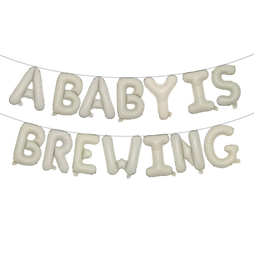 A Baby is Brewing Balloons Banner - Baby Announcement,Baby Shower Gender Reveal,Baby Brewing Shower,Baby Shower Birthday Party Supplies,A Baby is Brewing Foil Balloons (A BABY IS BREWING Cream) A Baby is Brewing Balloons Banner - Baby Announcement,Baby Shower Gender Reveal,Baby Brewing Shower,Baby Shower Birthday Party Supplies,A Baby is Brewing Foil Balloons (A BABY IS BREWING Cream)