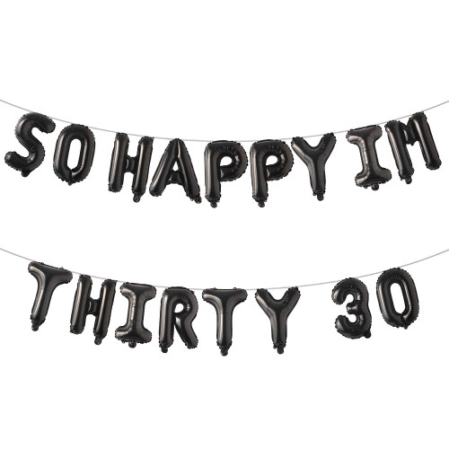 30th Birthday Balloons Funny 30th Birthday Decorations for her-So Happy IM Thirty Balloon Banner, Dirty 30 Birthday Party Supplies Birthday Photo Frame (IM THIRTY 30 Black)