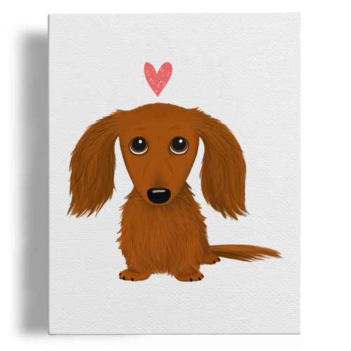 VNWEK Dachshund Canvas Wall Art,Dachshund Decor,Weiner Dog Decor,Dog Poster,Dog Wall Art,Dog Wall Decor,Dachshund Gifts for Women,Long Haired Dachshund Gifts,Framed 11x14 Inch