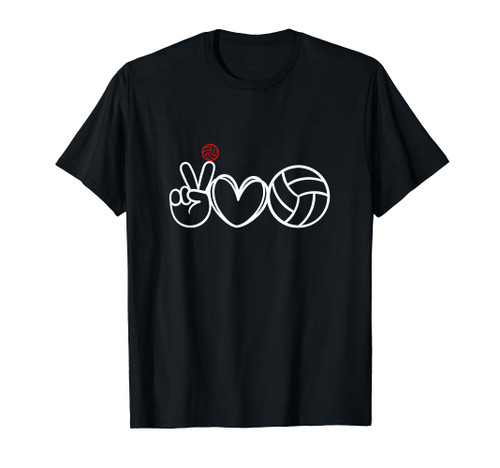 Peace Love Volleyball Player Graphic T-Shirt