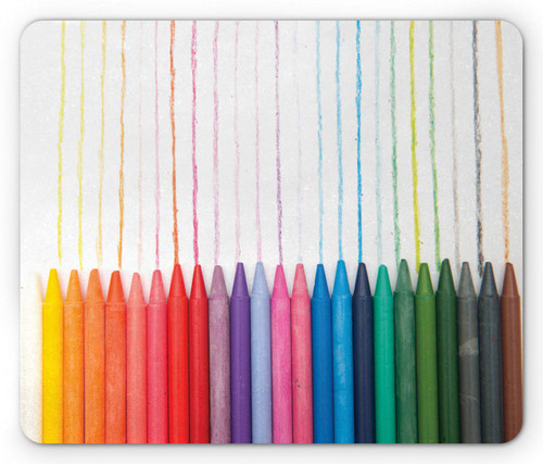 Ambesonne Crayon Mouse Pad, Photo with Color Scale of Creativity Painting Crafts and Lines on Plain Backdrop, Rectangle Non-Slip Rubber Mousepad, Standard Size, Multicolor