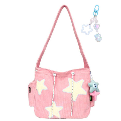 JELLYEA Cute Messenger Bag Kawaii Crossbody Bag for Women Shoulder Bag with Kawaii Pendent Aesthetic Backpack Purse Cute Bag (Pink)