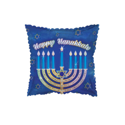 PMU Happy Hanukkah Glittered Menorah 18 Inch Mylar Balloon Pkg/1