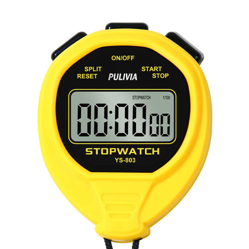 PULIVIA Waterproof Stopwatch Timer Only Stopwatch with ON/Off, No Bell No Clock No Calendar Mute Basic Operation, Simple Stopwatch for Coaches Sports Running Swimming, Yellow