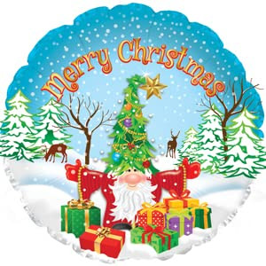 PMU Christmas Tree-Hat-Gnome 18 Inch Mylar-Foil Balloon Pkg/1