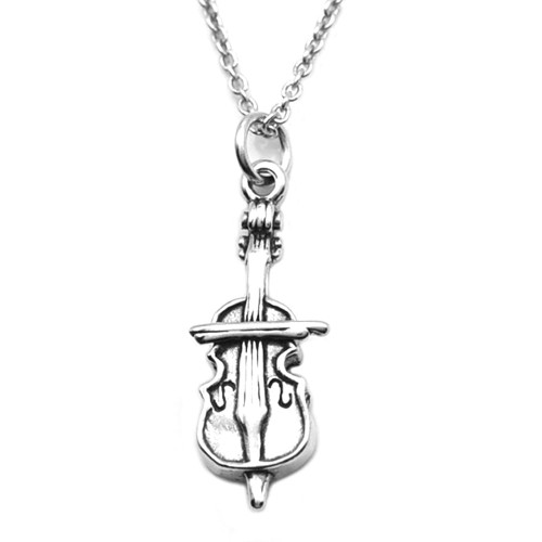 Sterling Silver 3D Cello Charm necklace, 18"